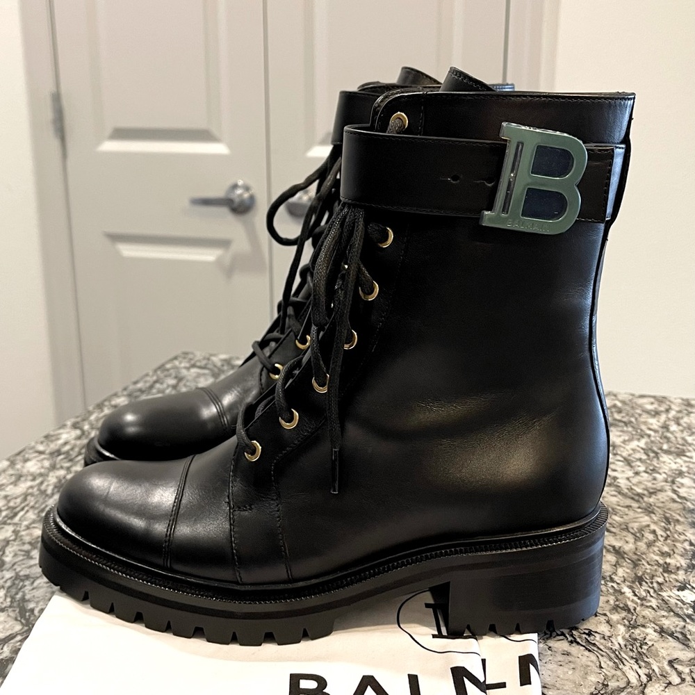 Balmain Ranger Leather Combat Boots - 40 - Picture 2 of 15